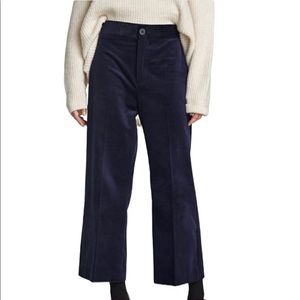 Zara Corduroy Navy Culotte Trousers